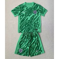 Camisa de time de futebol Inglaterra Goleiro Replicas 2º Equipamento Infantil Europeu 2024 Manga Curta (+ Calças curtas)